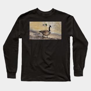 Canada Goose and Mallard Duck At The Beach Long Sleeve T-Shirt